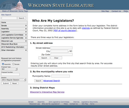 Wisconsin Legislator website