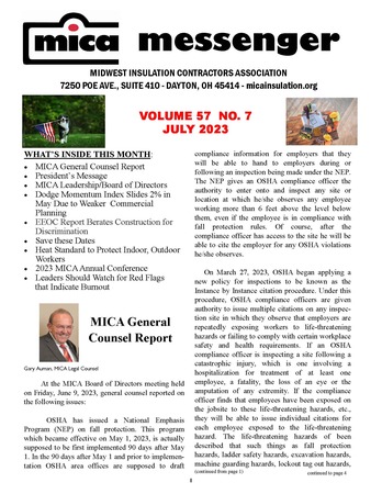 MICA Newsletter - July 2023 Cover