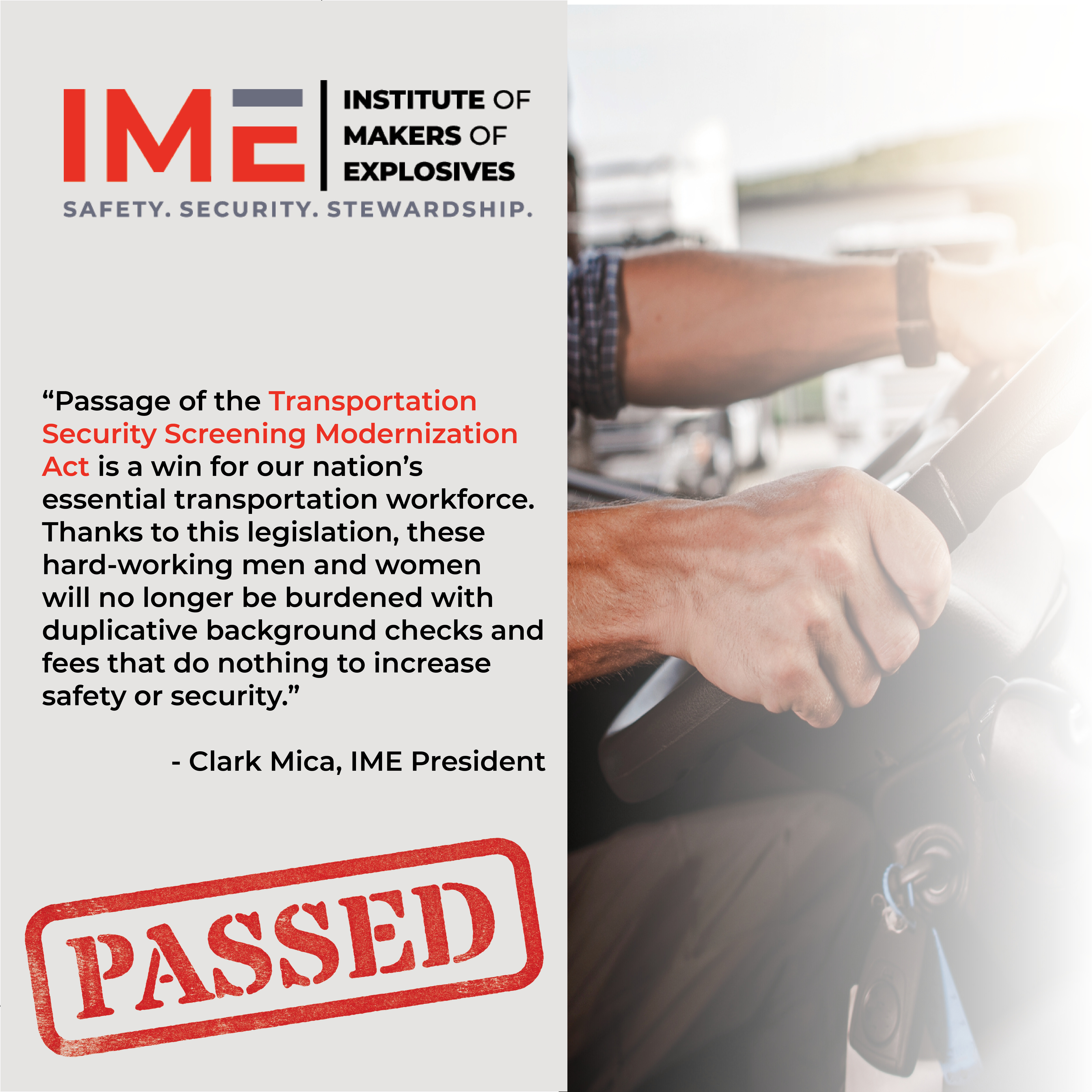 IME Applauds House Passage of the Transportation Security Screening Modernization Act