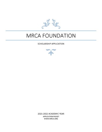 MRCA Foundation Scholarship Cover