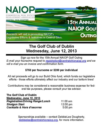 NAIOP Golf Outing 2013 Flyer