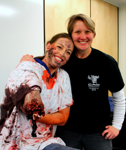 Drs. Christi Makas [left] and Andrea Kaelin [right] at WSU's annual Cadaver Anatomy Procedure Lab