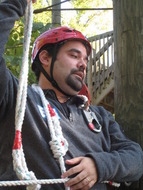 Dr. Jukubowski takes on the ropes course at Ohio ACEP Leadership Challenge Retreat