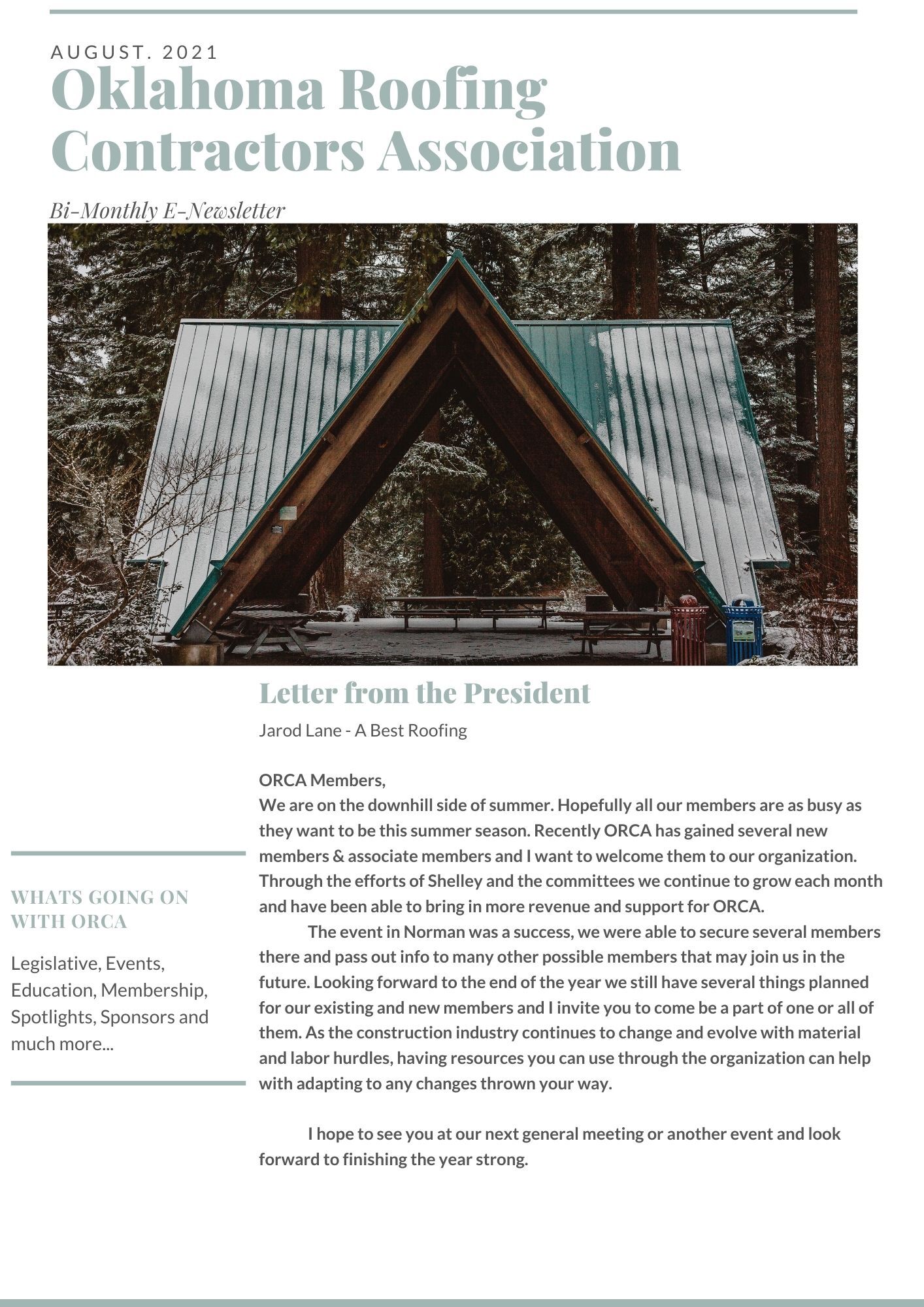August Newsletter Cover