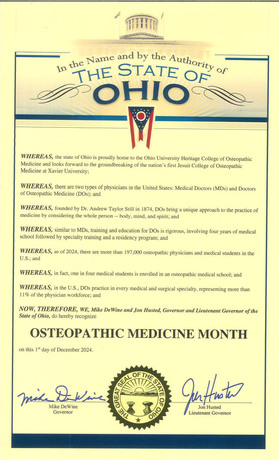 December Osteopathic Medicine Month Proclamation 