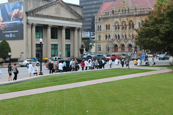 Legislative Day attendees head back from the Statehouse