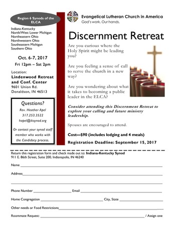 Discernment Retreat flyer Oct 2017