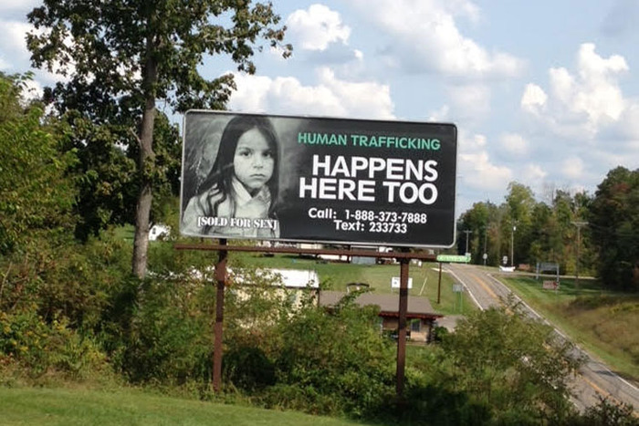 Human Trafficking Happens Here Too billboard Zanesville Ohio