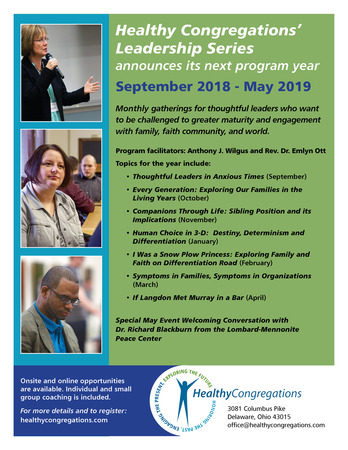 Healthy Congregations Leadership Series 2018-19