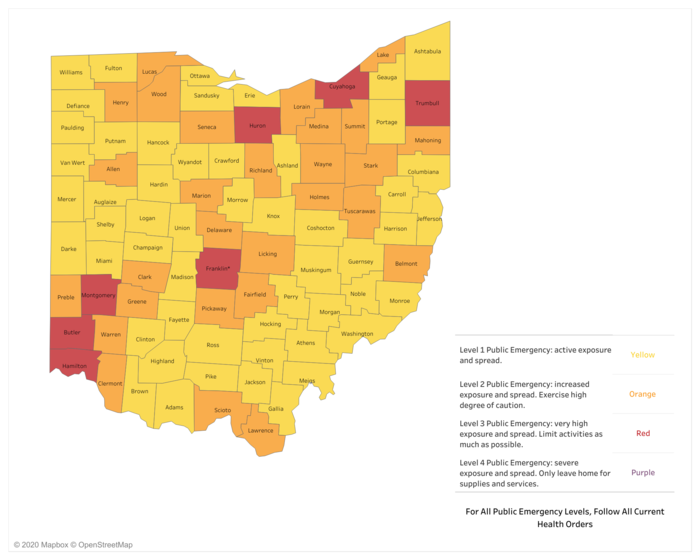 Ohio Public Health Advisory Map 7.6.20