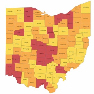 Ohio Public Health Advisory Map 3x3 as of 7.26.20