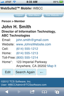 View Contact screen